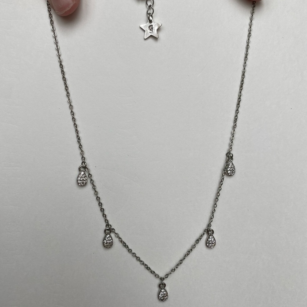 Silver Necklace with Rhinstone Jewels